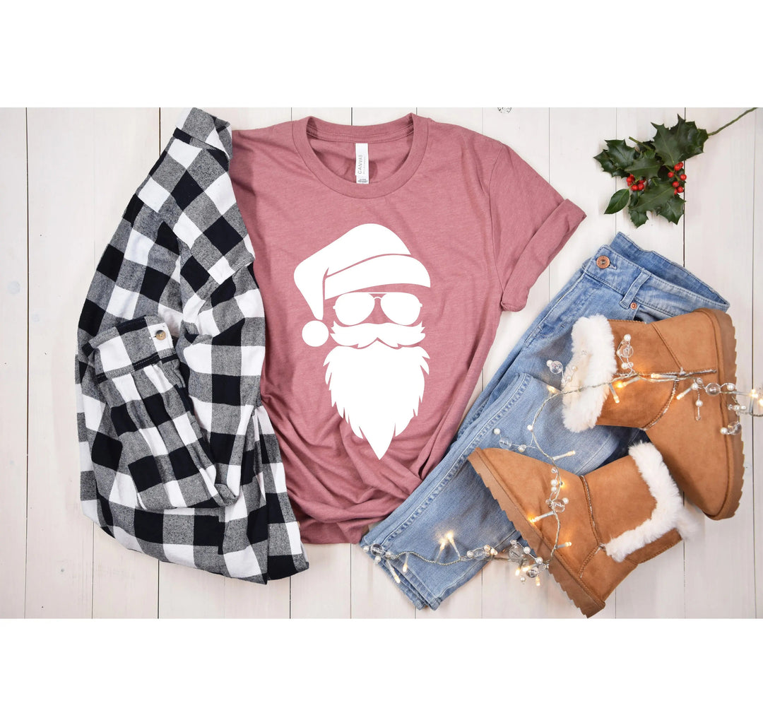 Santa Claus Silhouette Christmas Shirt | Cool Santa Face Shirt Cypress DTF