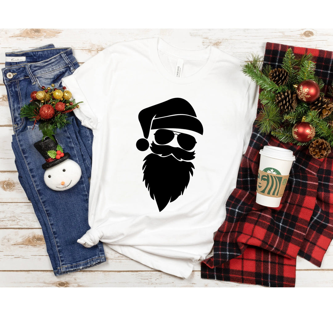 Santa Claus Silhouette Christmas Shirt | Cool Santa Face Shirt Cypress DTF