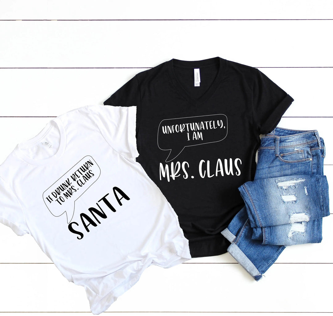 Santa and Mrs. Claus Couple Shirts, Christmas Couple, Matching Christmas Tee, Funny Couple Shirts, Santa Claus T Shirts, Funny Christmas Tee Cypress DTF