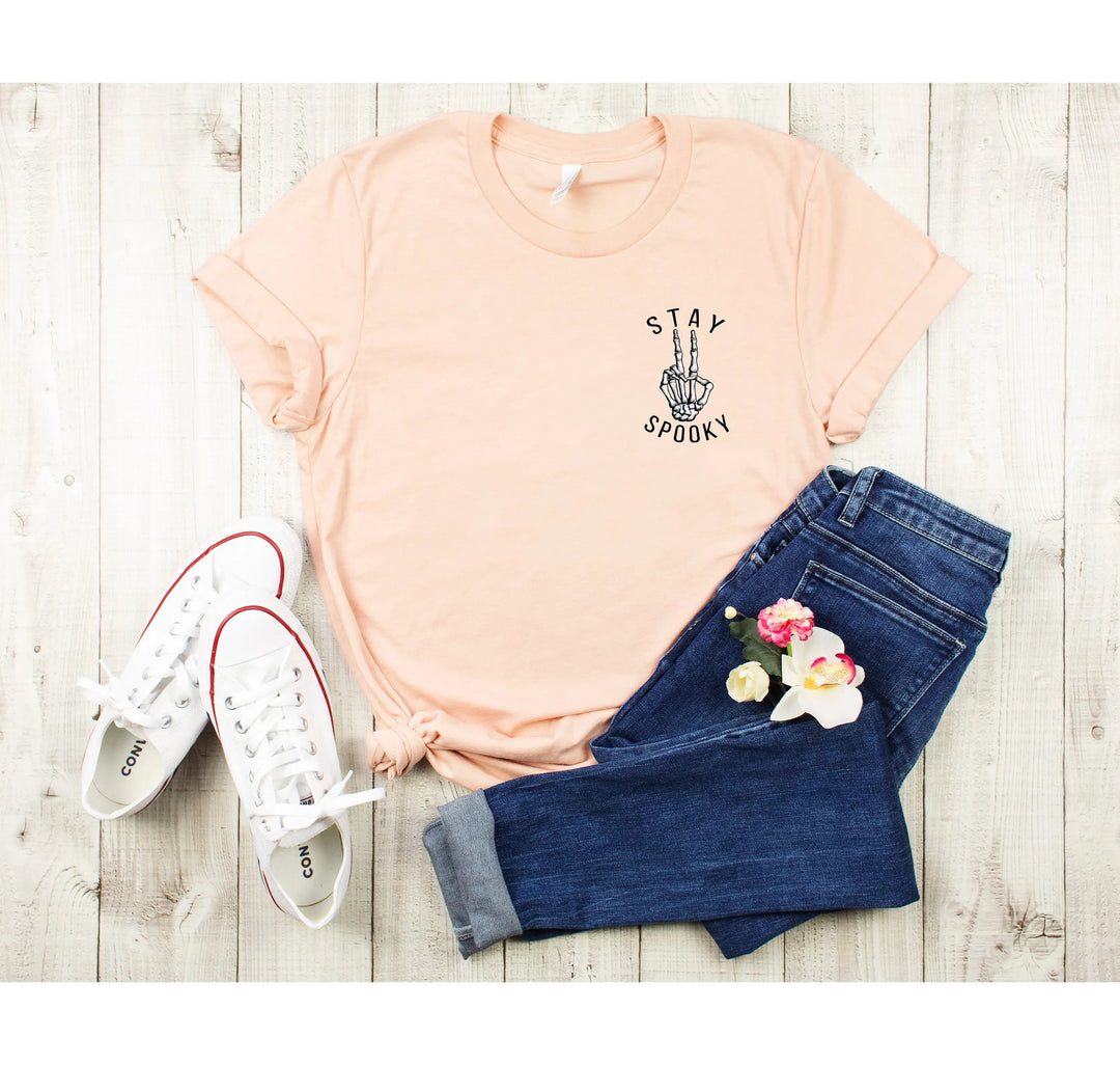 Skeleton Freedom Hands Shirt – Stay Spooky Halloween Tee for Women Cypress DTF