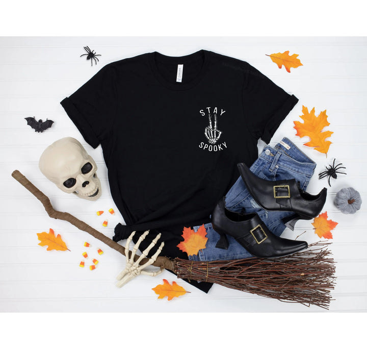 Skeleton Freedom Hands Shirt – Stay Spooky Halloween Tee for Women Cypress DTF