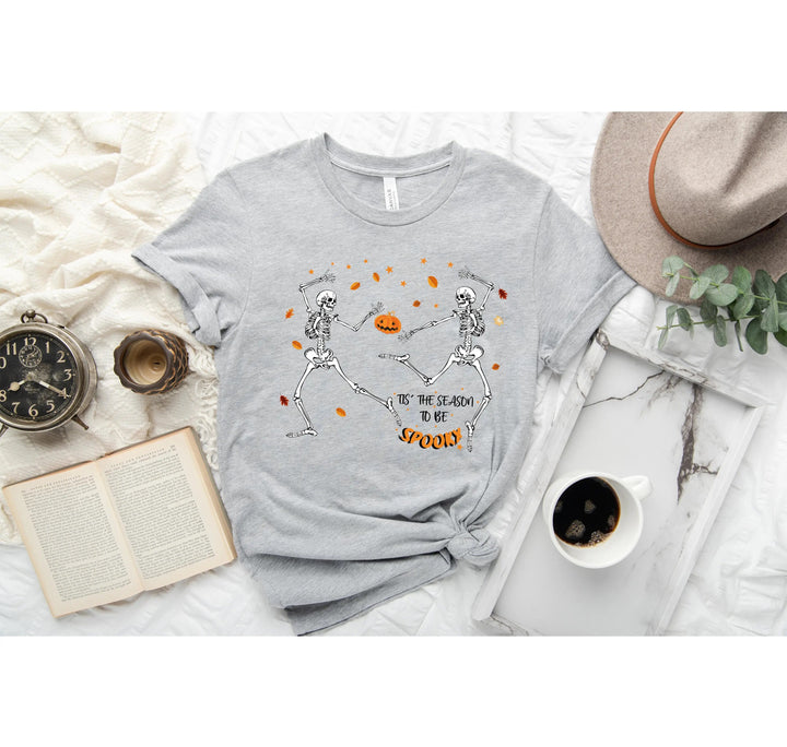 Spooky Vibes Tee | Dancing Skeleton & Pumpkin Spice | Cute Halloween Shirt Cypress DTF