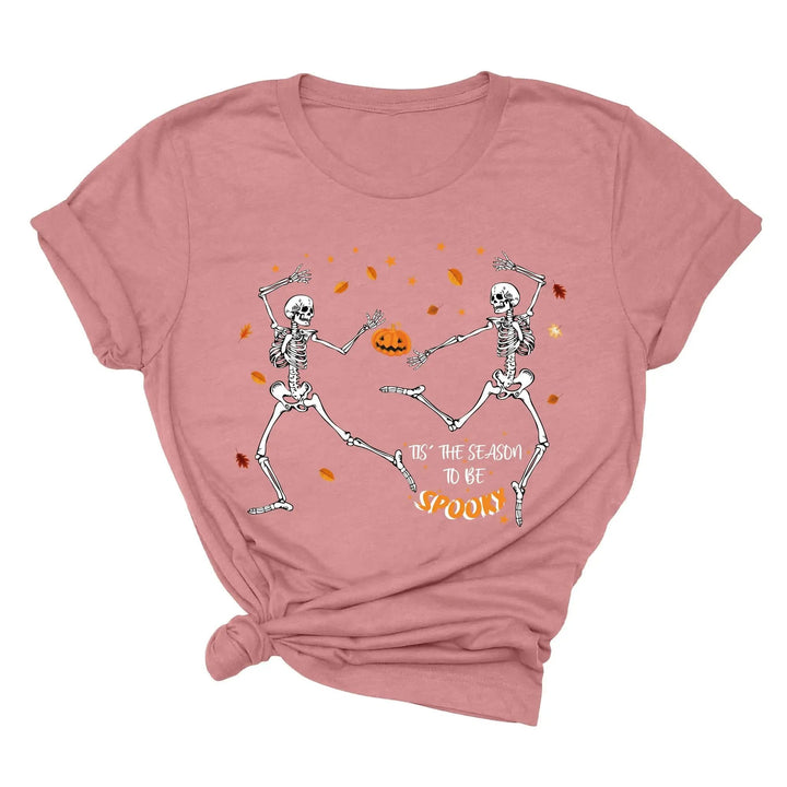 Spooky Vibes Tee | Dancing Skeleton & Pumpkin Spice | Cute Halloween Shirt Cypress DTF