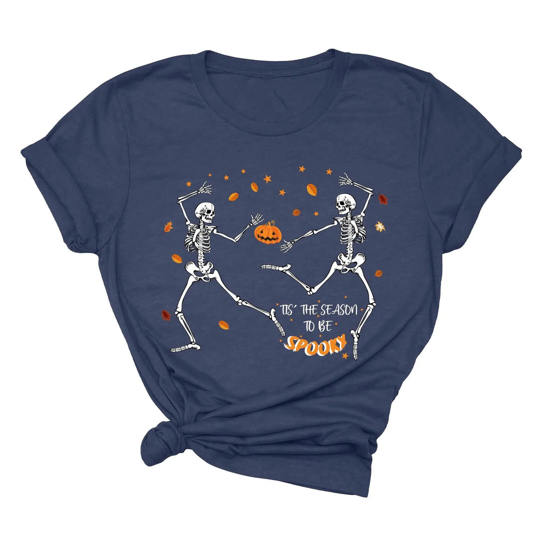 Spooky Vibes Tee | Dancing Skeleton & Pumpkin Spice | Cute Halloween Shirt Cypress DTF