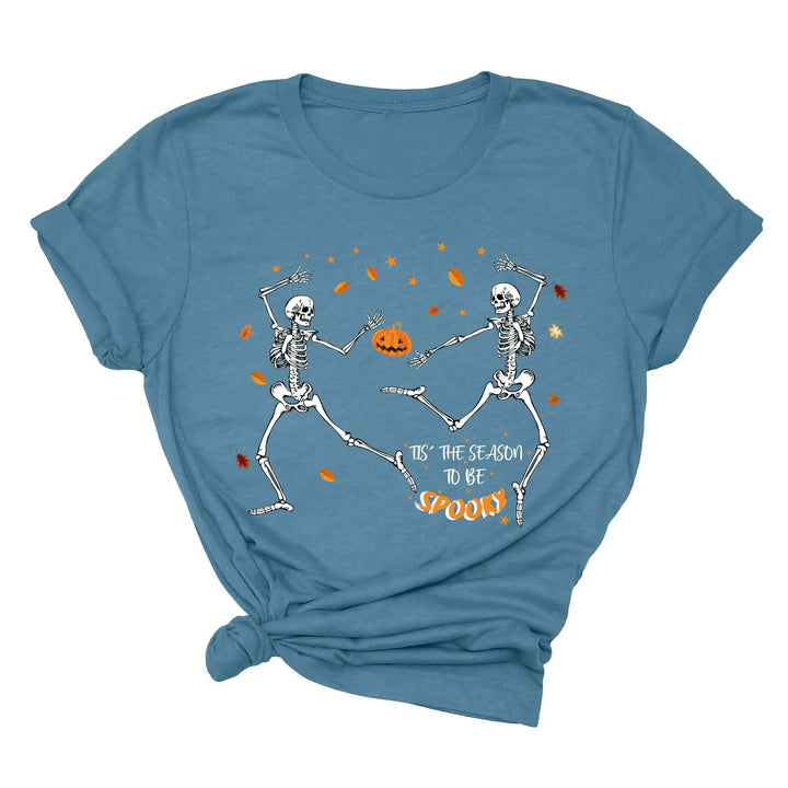 Spooky Vibes Tee | Dancing Skeleton & Pumpkin Spice | Cute Halloween Shirt Cypress DTF