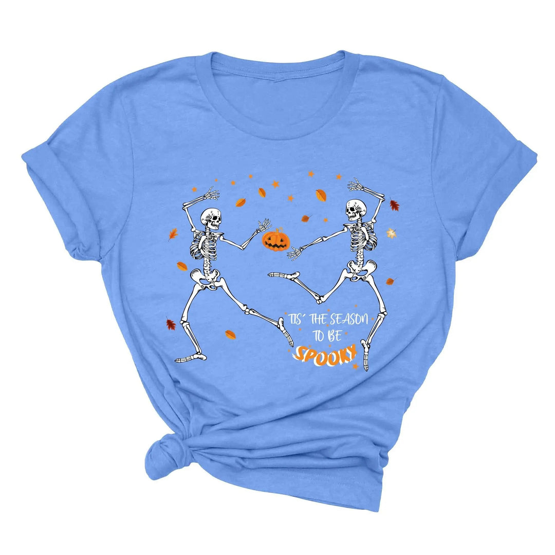 Spooky Vibes Tee | Dancing Skeleton & Pumpkin Spice | Cute Halloween Shirt Cypress DTF