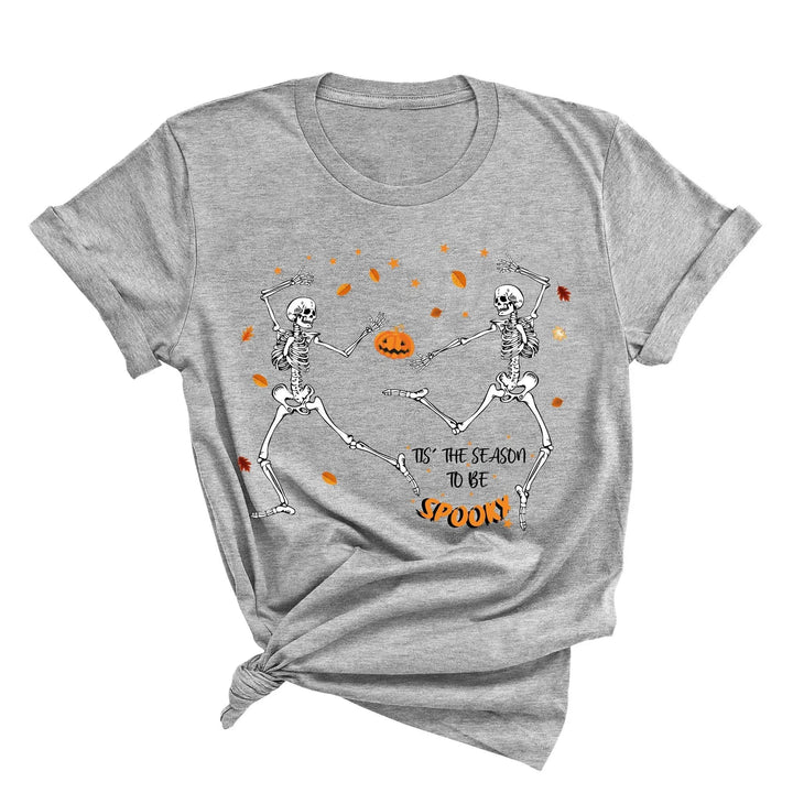 Spooky Vibes Tee | Dancing Skeleton & Pumpkin Spice | Cute Halloween Shirt Cypress DTF