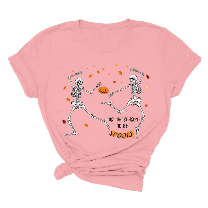 Spooky Vibes Tee | Dancing Skeleton & Pumpkin Spice | Cute Halloween Shirt Cypress DTF