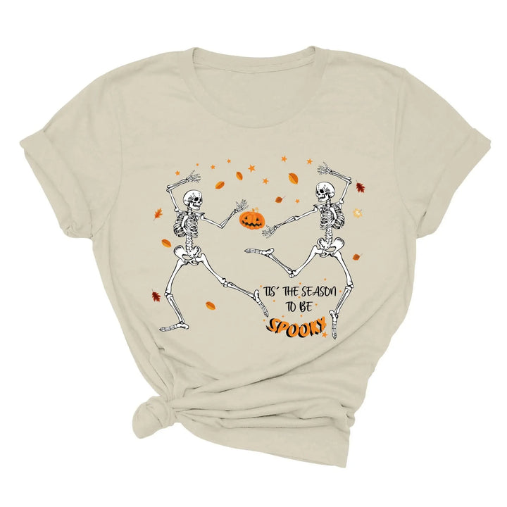 Spooky Vibes Tee | Dancing Skeleton & Pumpkin Spice | Cute Halloween Shirt Cypress DTF