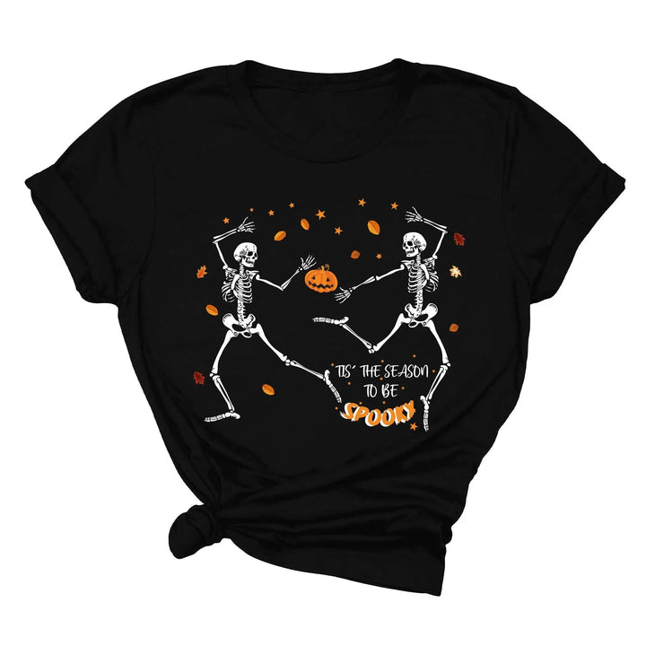 Spooky Vibes Tee | Dancing Skeleton & Pumpkin Spice | Cute Halloween Shirt Cypress DTF