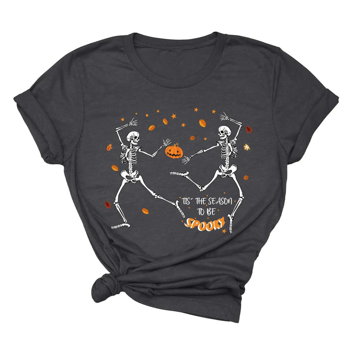 Spooky Vibes Tee | Dancing Skeleton & Pumpkin Spice | Cute Halloween Shirt Cypress DTF