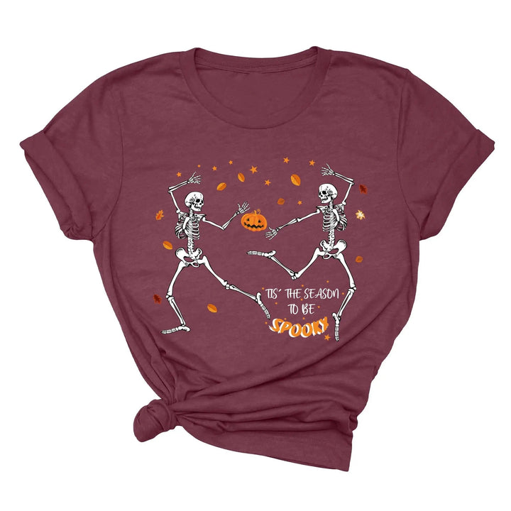 Spooky Vibes Tee | Dancing Skeleton & Pumpkin Spice | Cute Halloween Shirt Cypress DTF