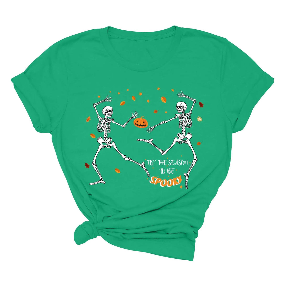 Spooky Vibes Tee | Dancing Skeleton & Pumpkin Spice | Cute Halloween Shirt Cypress DTF