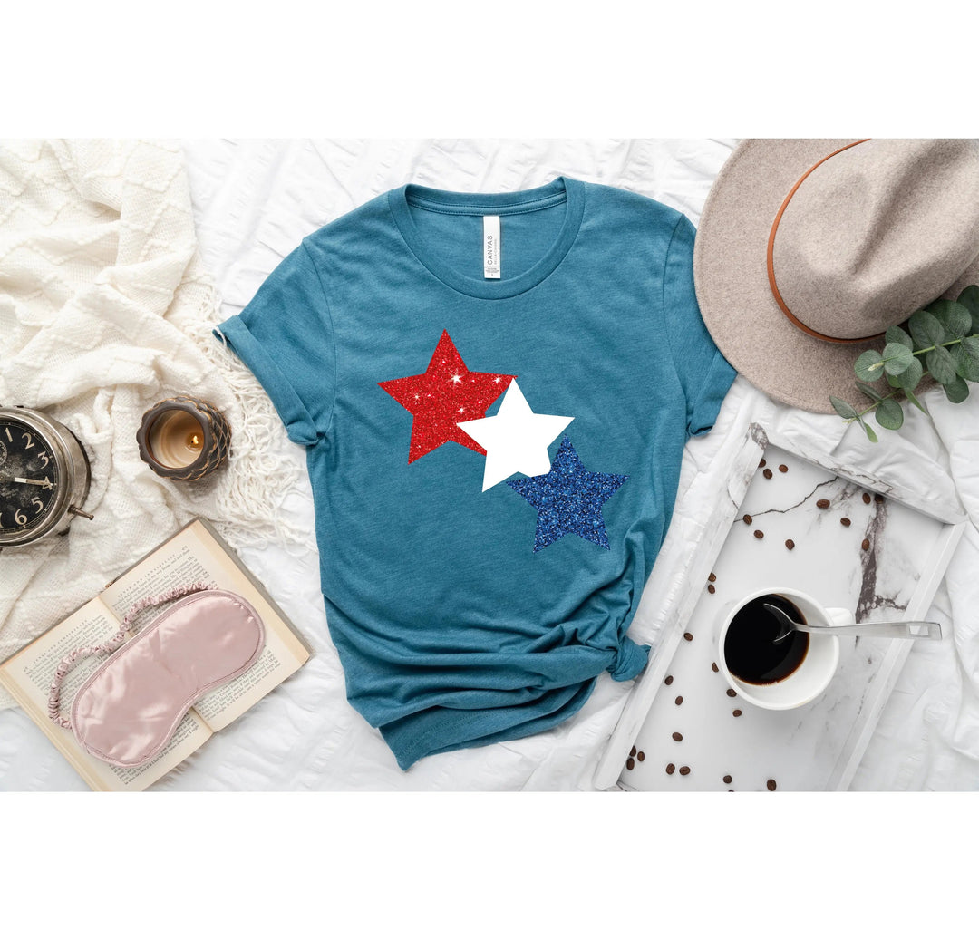 Star Colorly 4th of July Shirt - Red, White & Blue Independence Day Tee Cypress DTF