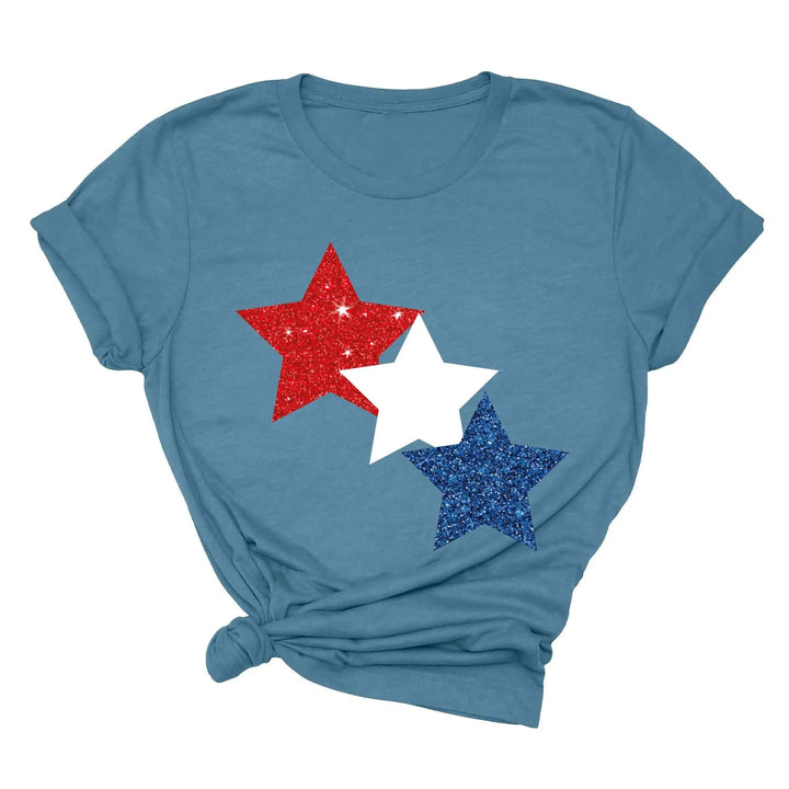 Star Colorly 4th of July Shirt - Red, White & Blue Independence Day Tee Cypress DTF