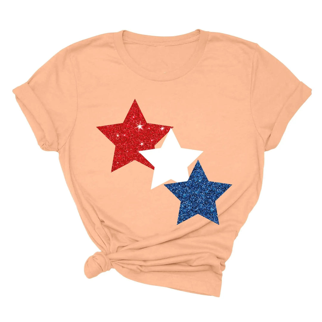 Star Colorly 4th of July Shirt - Red, White & Blue Independence Day Tee Cypress DTF