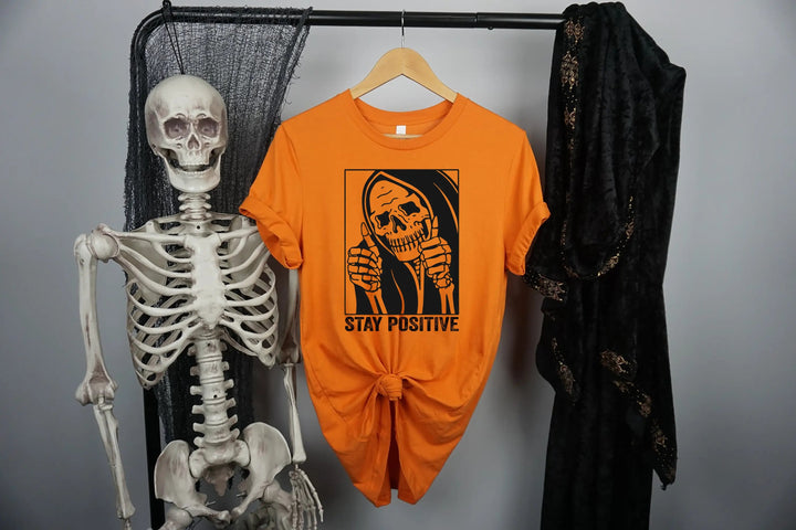 Stay Positive Skeleton Sweatshirt - Funny Halloween & Motivational Tee Cypress DTF