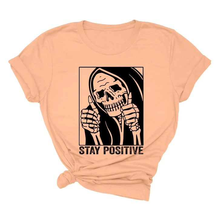 Stay Positive Skeleton Sweatshirt - Funny Halloween & Motivational Tee Cypress DTF