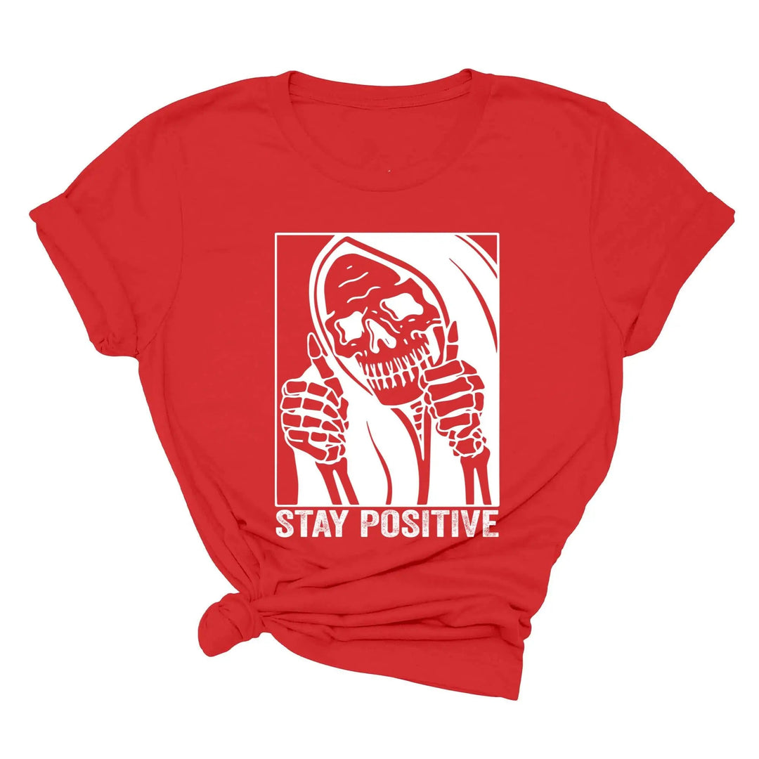 Stay Positive Skeleton Sweatshirt - Funny Halloween & Motivational Tee Cypress DTF