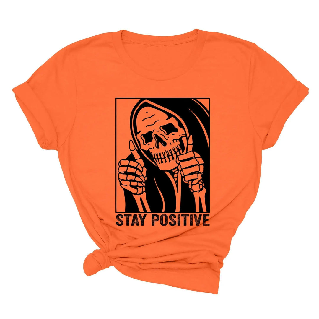 Stay Positive Skeleton Sweatshirt - Funny Halloween & Motivational Tee Cypress DTF