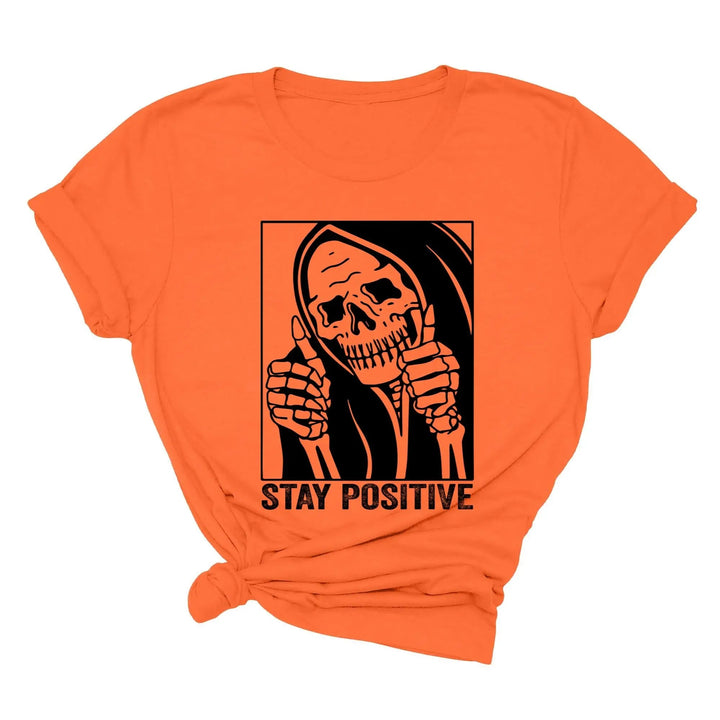 Stay Positive Skeleton Sweatshirt - Funny Halloween & Motivational Tee Cypress DTF