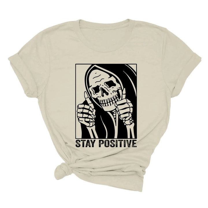 Stay Positive Skeleton Sweatshirt - Funny Halloween & Motivational Tee Cypress DTF