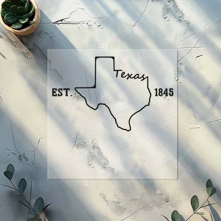 Texas Map Est 1845 Dtf Transfers,Texas State Map Dtf Transfers