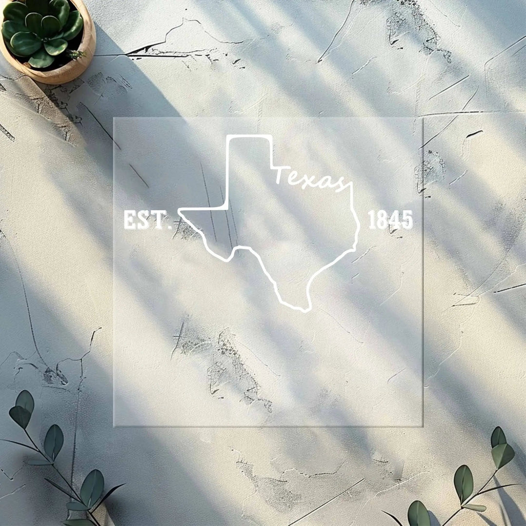 Texas Map Est 1845 Dtf Transfers,Texas State Map Dtf Transfers