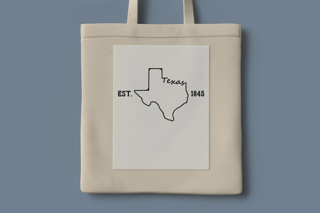 Texas Map Est 1845 Dtf Transfers,Texas State Map Dtf Transfers