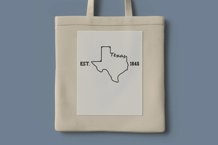 Texas Map Est 1845 Dtf Transfers,Texas State Map Dtf Transfers