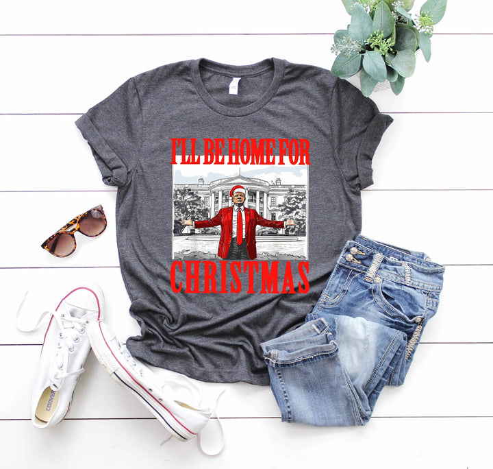 Trump Christmas Tshirt | I'll Be Home for Christmas Tee Cypress DTF