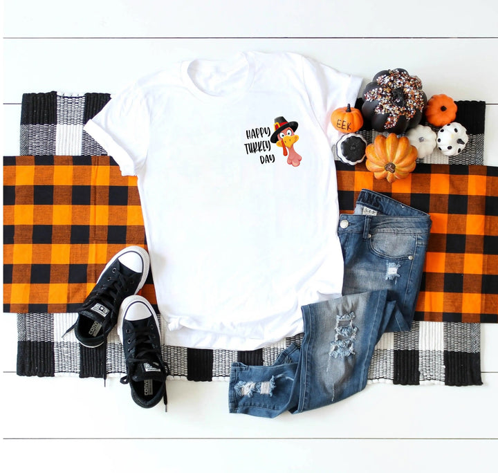 Turkey Pocket Shirt | Gobble Gobble Thanksgiving Tee | Happy Turkey Day Tee Cypress DTF
