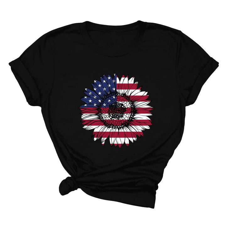 USA Flag Flower Shirt - America Sunflower Patriotic 4th of July Tee Cypress DTF