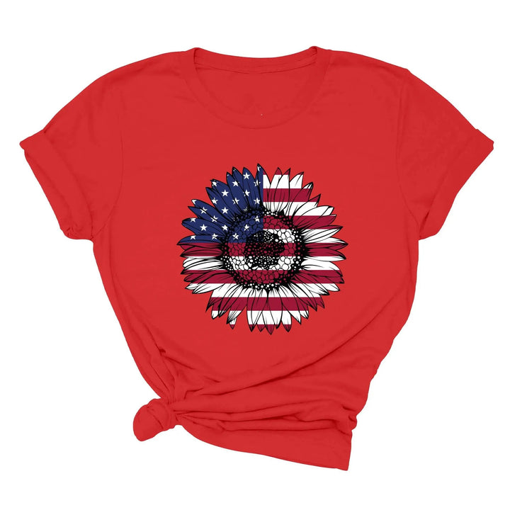 USA Flag Flower Shirt - America Sunflower Patriotic 4th of July Tee Cypress DTF