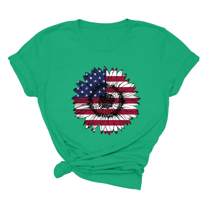 USA Flag Flower Shirt - America Sunflower Patriotic 4th of July Tee Cypress DTF