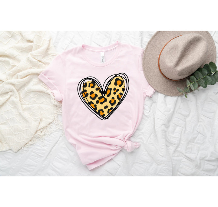 Valentine's Day Shirt - Leopard Hearts Print & Hand-Drawn Design Tee Cypress DTF