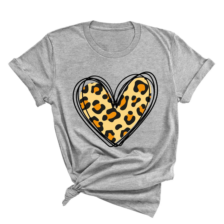 Valentine's Day Shirt - Leopard Hearts Print & Hand-Drawn Design Tee Cypress DTF