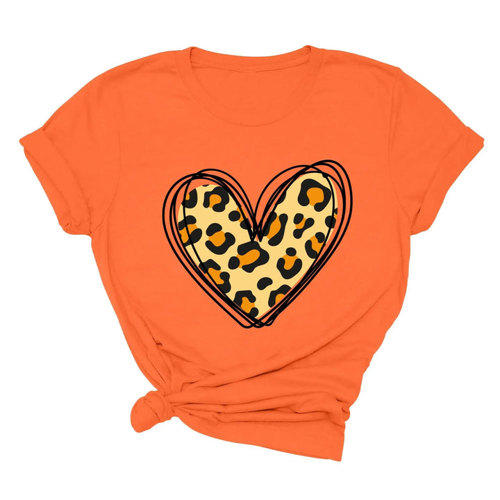Valentine's Day Shirt - Leopard Hearts Print & Hand-Drawn Design Tee Cypress DTF