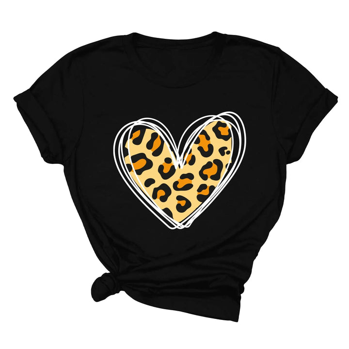 Valentine's Day Shirt - Leopard Hearts Print & Hand-Drawn Design Tee Cypress DTF