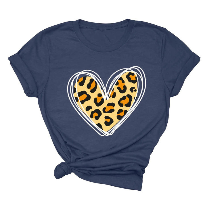 Valentine's Day Shirt - Leopard Hearts Print & Hand-Drawn Design Tee Cypress DTF