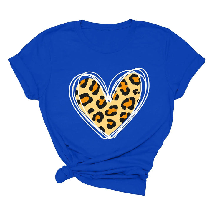 Valentine's Day Shirt - Leopard Hearts Print & Hand-Drawn Design Tee Cypress DTF