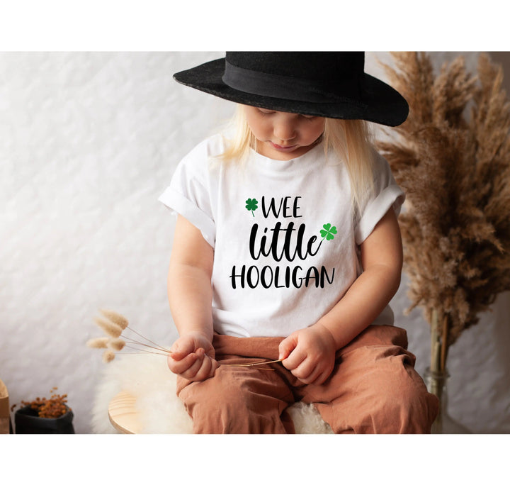 Wee Little Hooligan Kids Toddler Shirt | St. Patrick's Day Toddler Baseball Shirt Cypress DTF